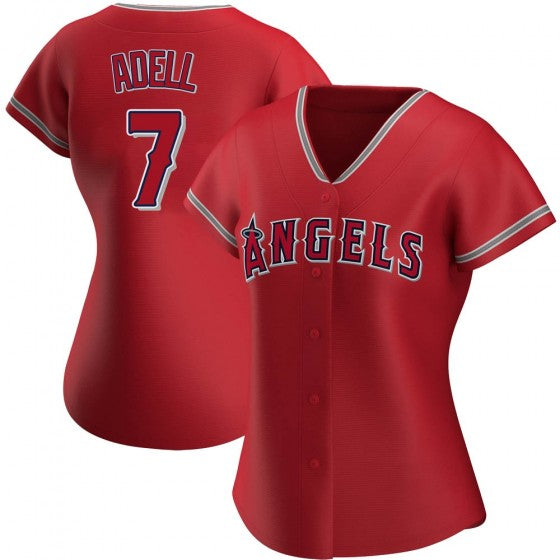 Womens Los Angeles Angels  Jo Adell Cool Base Replica Jersey Red